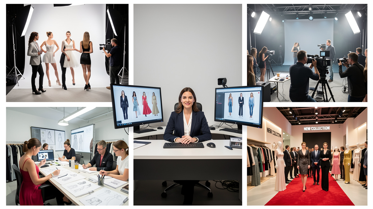 Clothing rack with styled looks and accessories prepared by a fashion stylist